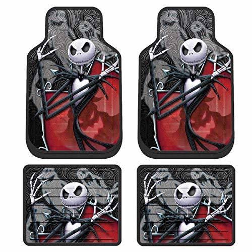Yupbizauto New 15 Pieces Nightmare Before Christmas Jack Skellington Ghostly Car Truck SUV Seat Covers Floor Mat Bundle Set