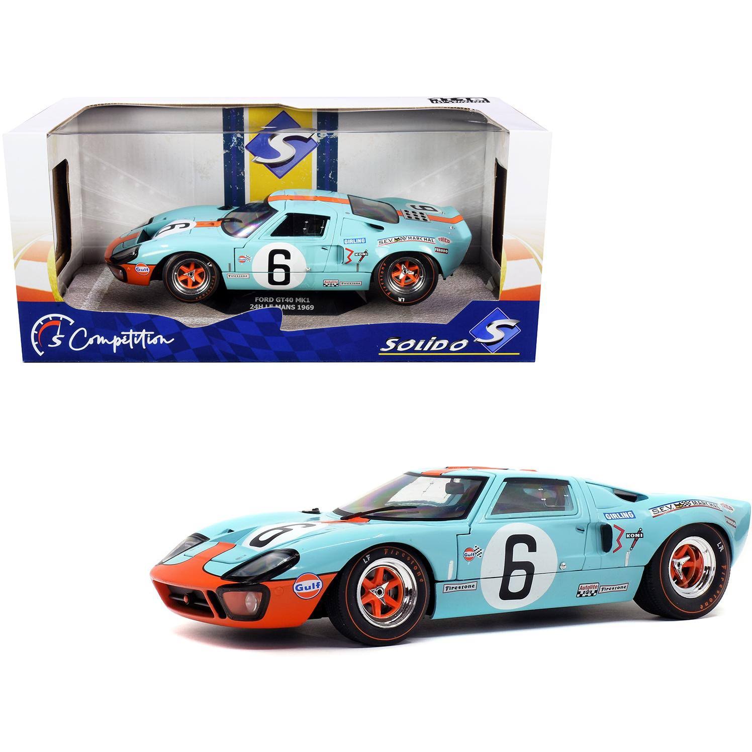 Ford GT40 Mk1 #6 Ickx - Olivier Gulf Winner 24 Hours of Le Mans (1969) Competition Series 1/18 Diecast Model Car by Solido
