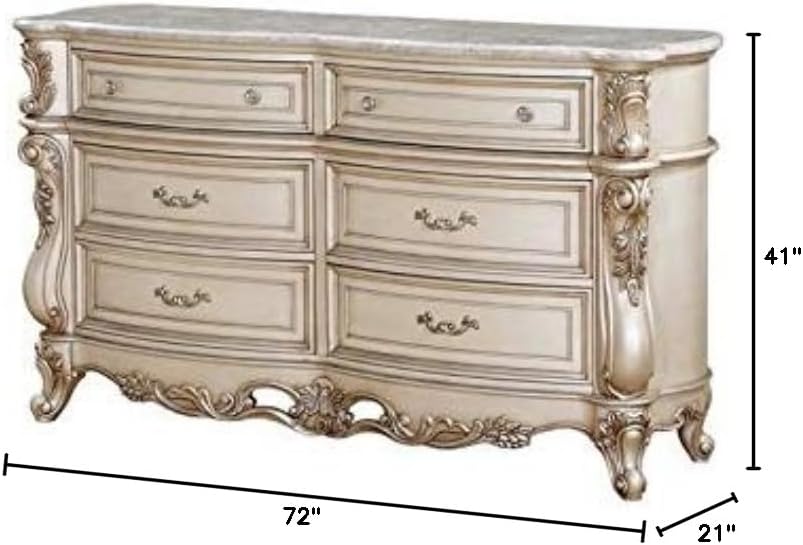 BOWERY HILL Dresser in Marble and Antique White