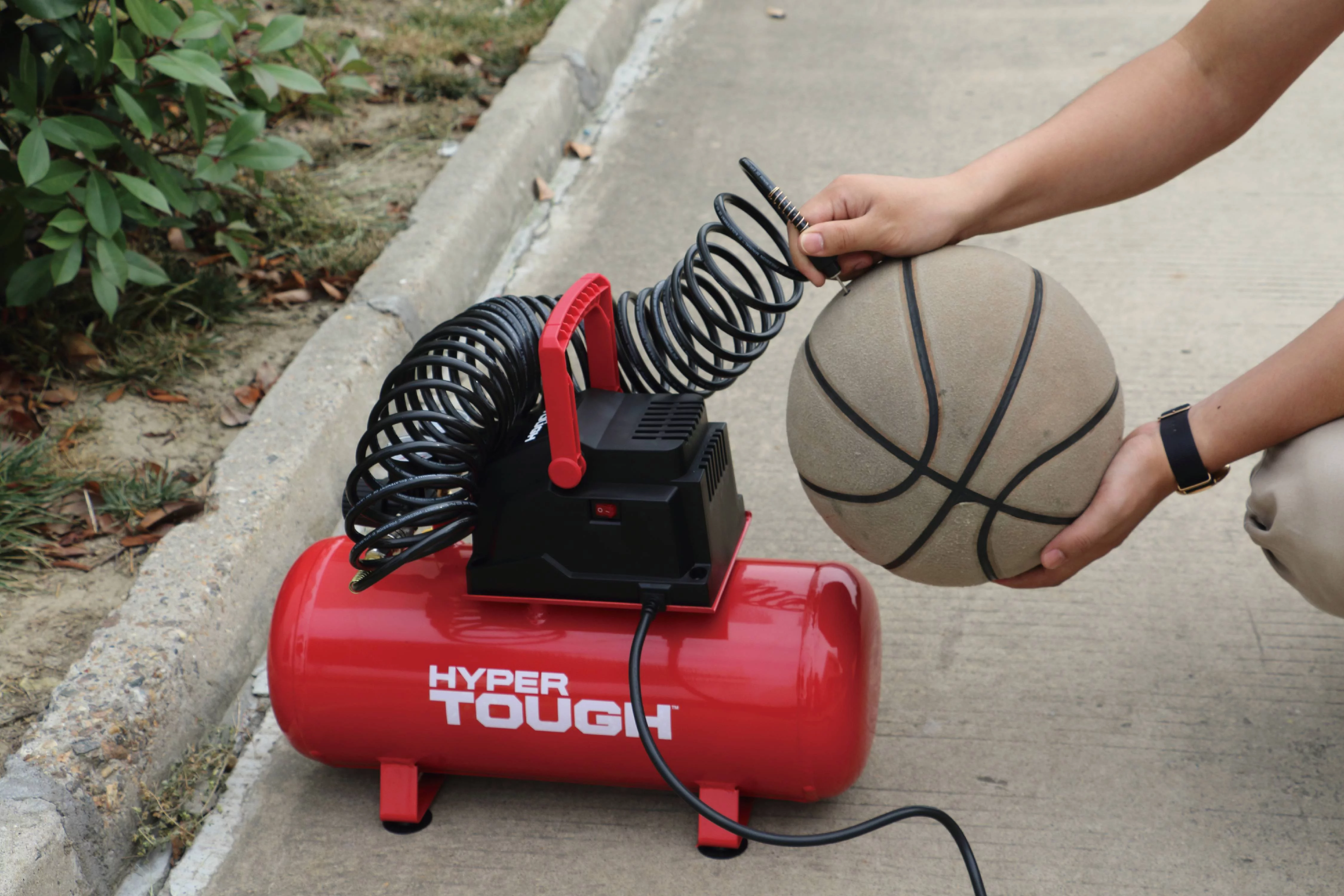 Hyper Tough 3 Gallon Oil Free Portable Air Compressor, 100PSI, Red