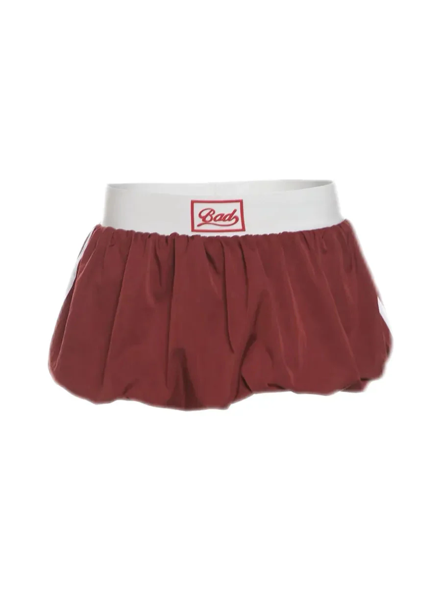 'Bad' Y2k Waistband Blokette Red Bubble Skirt