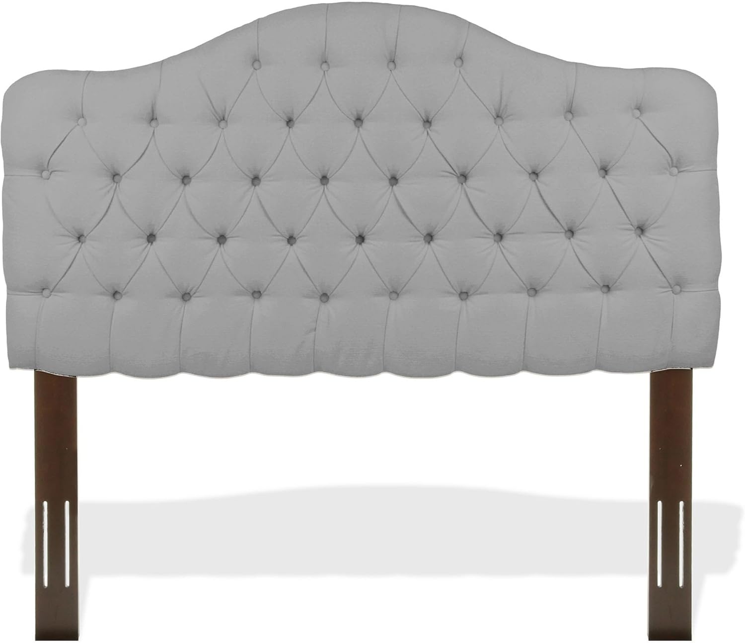 Martinique Upholstered Adjustable Headboard Panel with Solid Wood Frame and Button-Tufted Design - Putty Finish - Twin