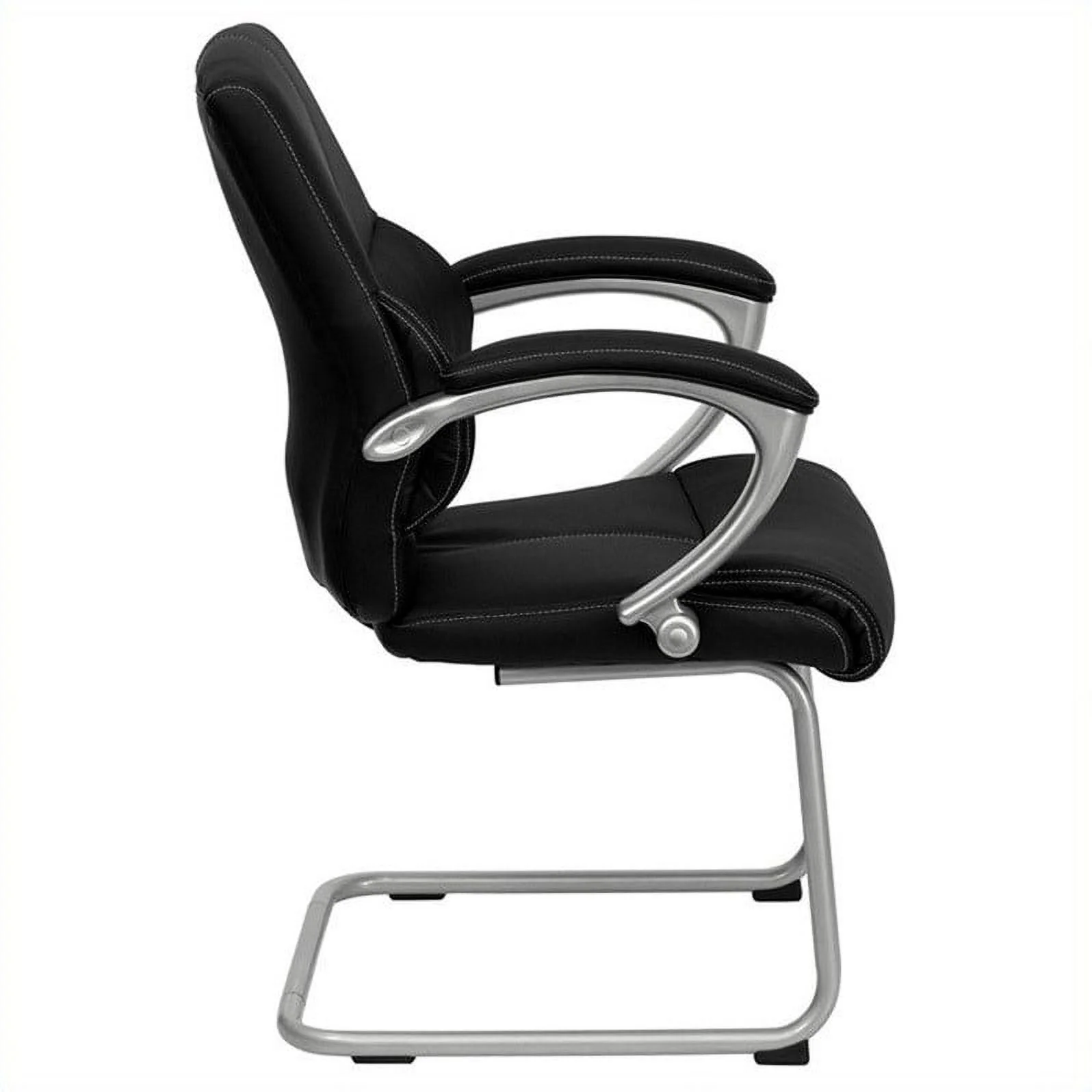 Scranton & Co Executive Side Office Guest Chair with Black Leather