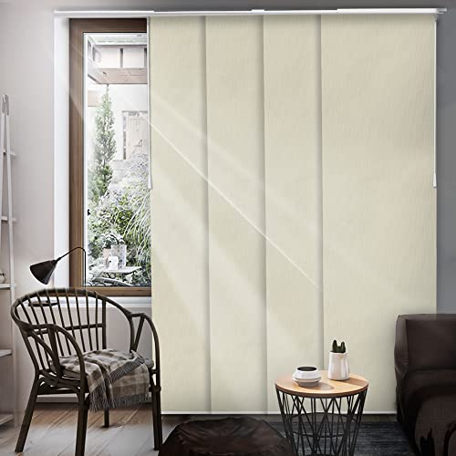 CHICOLOGY Blackout Room Darkening Fabric, Sliding Door Blinds , Room Divider ,Vertical Blinds for Patio Doors , Sliding Glass Door Blinds, , W:46-86 x H: Up to-96 inches, Mountain Snow (Thermal)