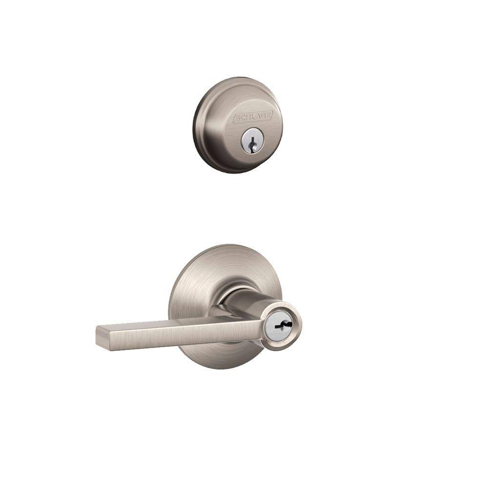 Schlage Satin Nickel Single Cylinder Deadbolt u0026 Keyed Entry Latitude Lever