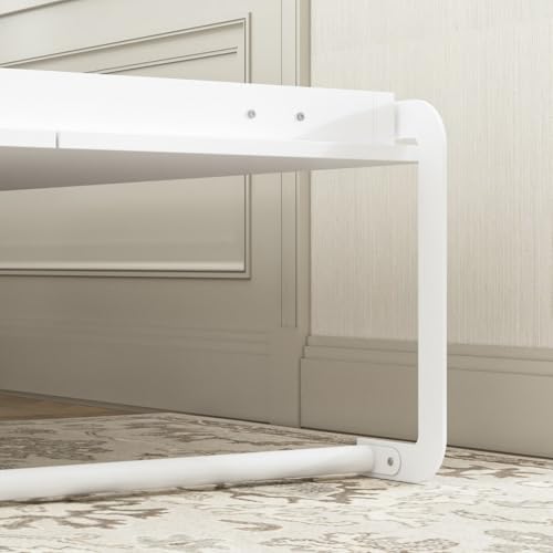 Queen Size Murphy Wall Bed, Modern Space-Saving Murphy Bed Cabinet Foldable Platform Bedframe for Guest Room Home Office, White 87.1”L x 64.6”W x 85.6”H