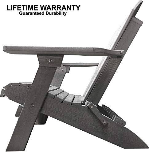 DuraWeather Poly Classic King Size Folding Adirondack Chair (Driftwood Grey)