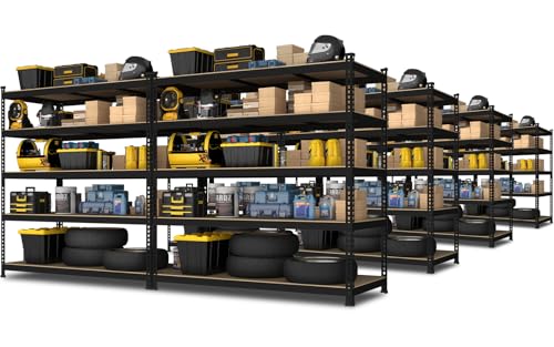 PrimeZone 2 Pack Storage Shelves 48" x 24" x 72" - 5 Tier Heavy Duty Adjustable Garage Storage Shelving, Metal Storage Utility Rack Shelf Unit for Warehouse Pantry Closet Kitchen, Black