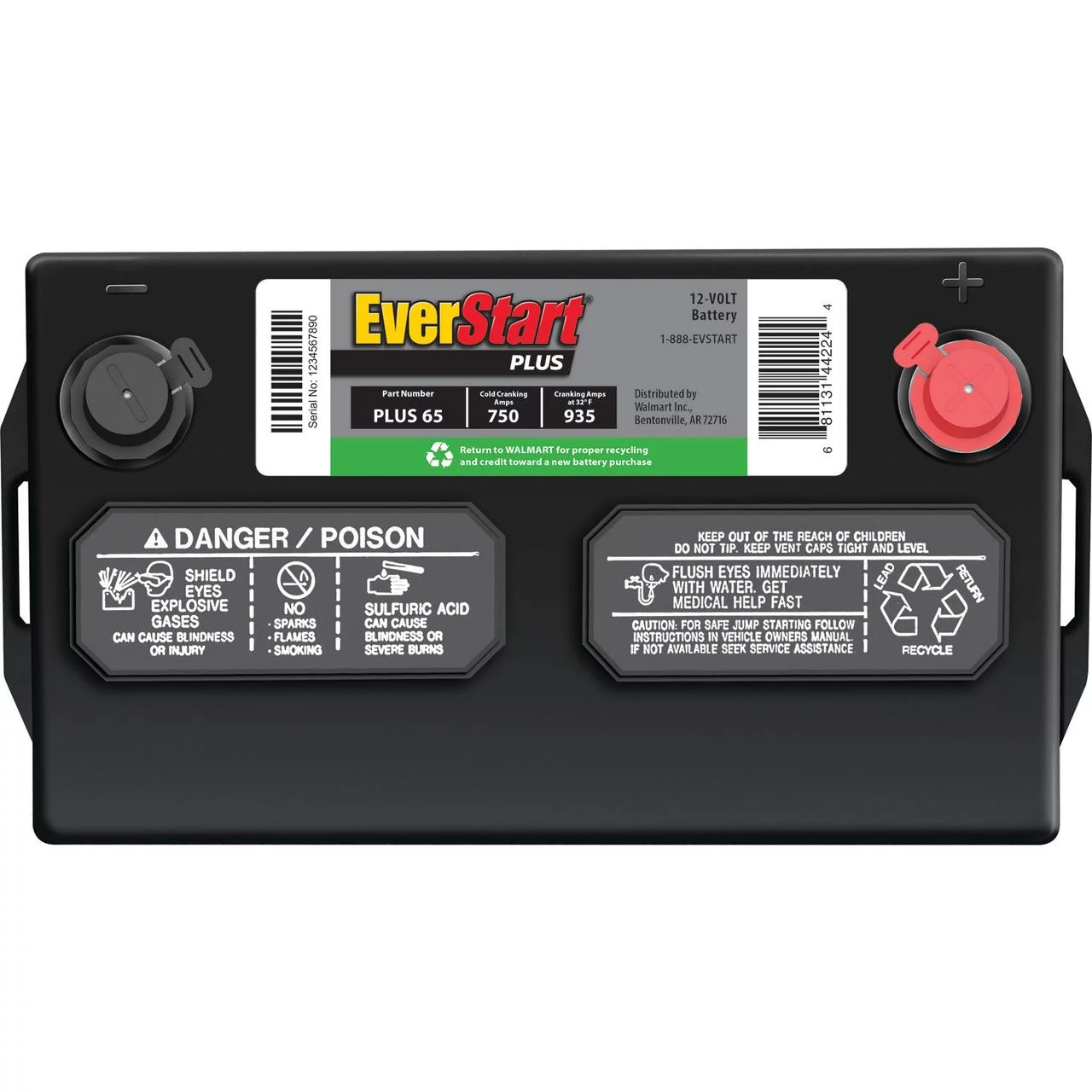 EverStart Plus Lead Acid Automotive Battery, Group Size 65 12 Volt, 750 CCA