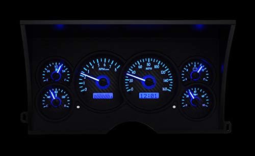 Dakota Digital 88 - 94 Chevy / GMC Pickup Truck Analog Dash Gauges Carbon Fiber Blue VHX-88C-PU-C-B