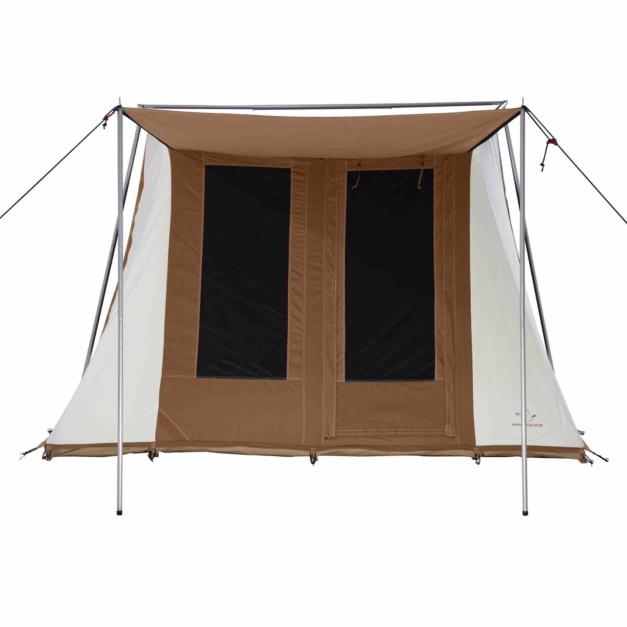 WHITEDUCK Prota Basic Canvas Cabin Tent | Flex-bow Camping Tent 10'x10' Cabin Style for 4 Person in Brown Color - Waterproof