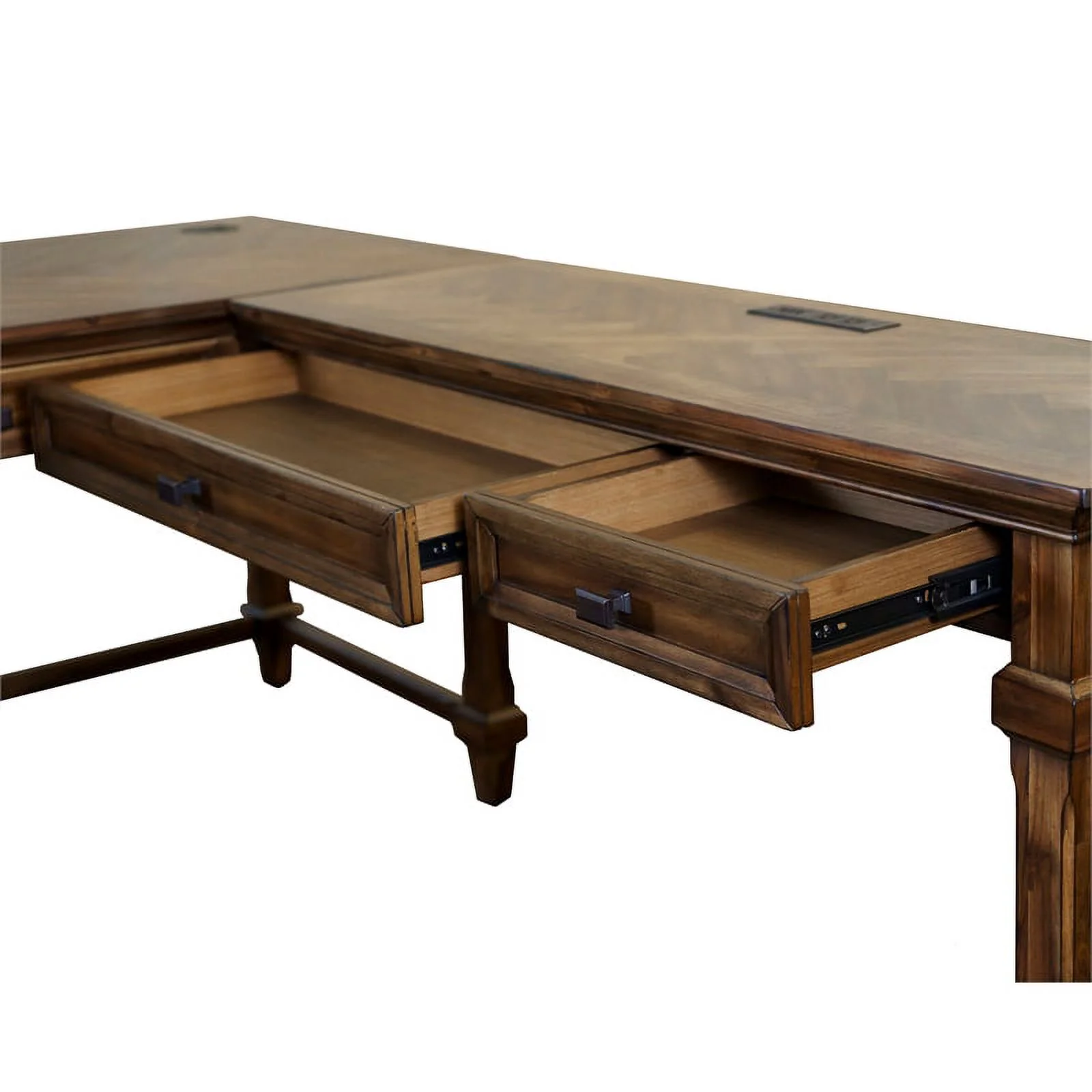 Martin Furniture Wood Open L-Desk & Return Writing Table in Natural Brown