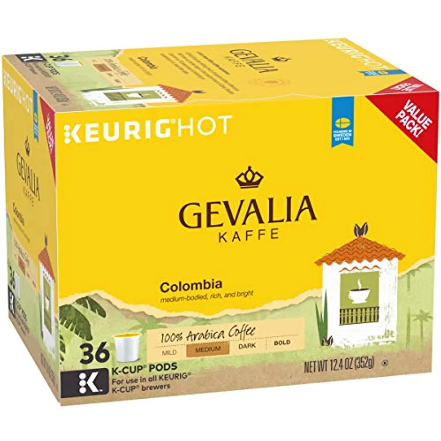 Gevalia Kaffe Colombian Blend Medium Roast K-Cup Coffee Pods (36 Pods)