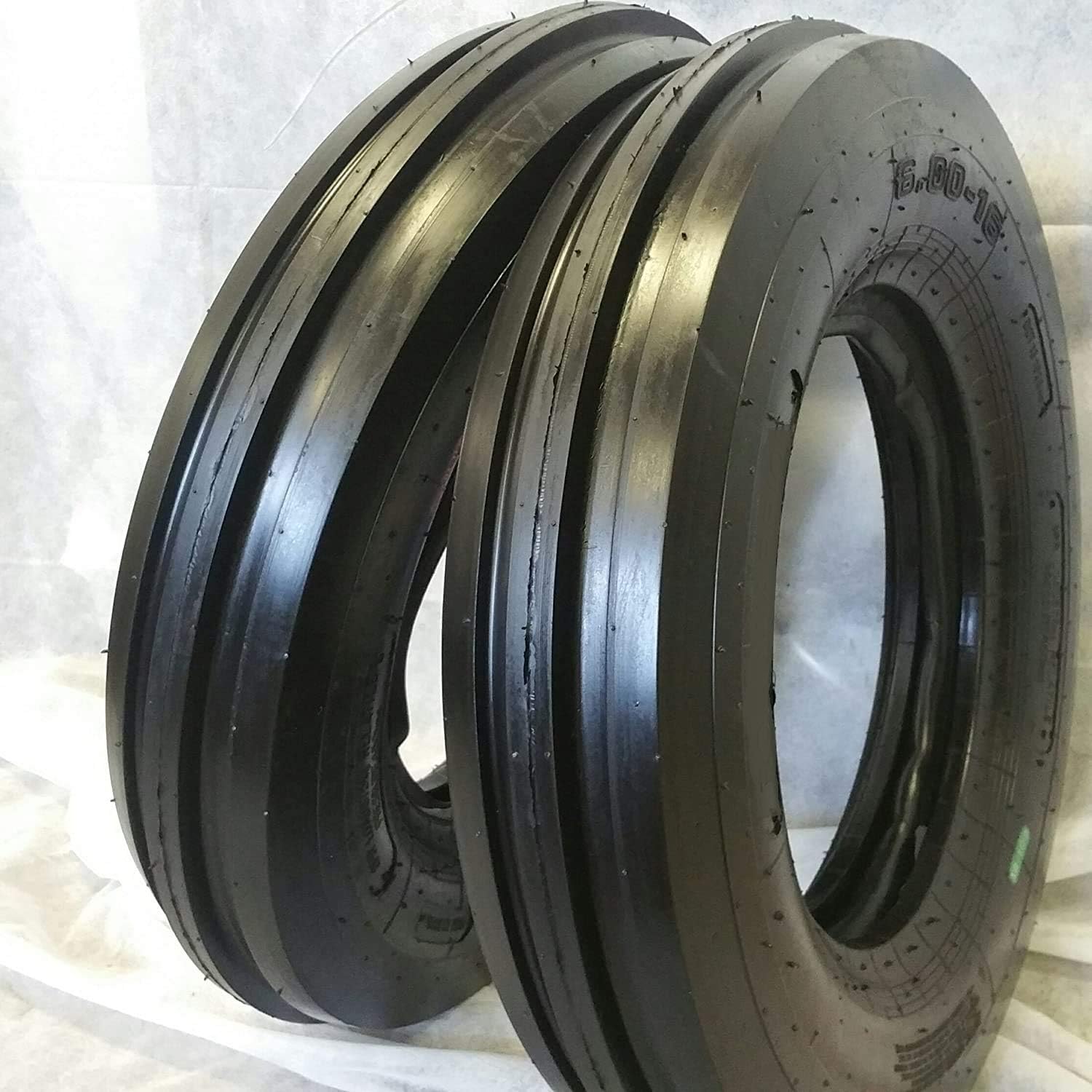 6.00-16 (2 TIRES + 2 TUBES) ROAD CREW OZKA 8 PLY KNK-35-3-Rib Farm Tractor Tire 6.00x16