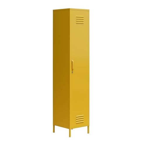 REALROOMS Shadwick 1 Door Tall Single Metal Locker Style Storage Cabinet, Black