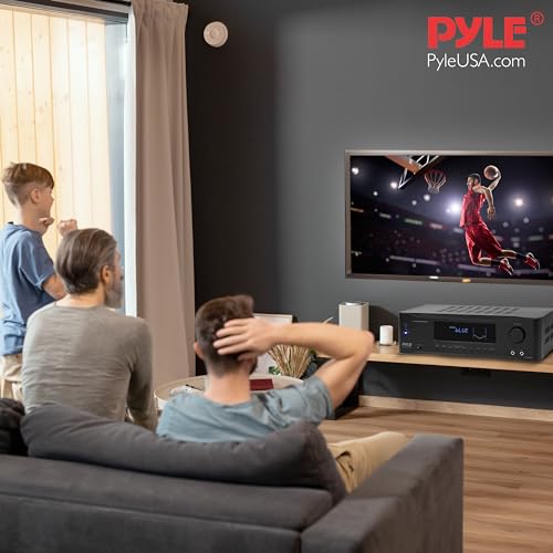 Pyle 5.2-Channel Hi-Fi Bluetooth Stereo Amplifier - 1000 Watt AV Home Speaker Subwoofer Sound Receiver w/ Radio, USB, RCA, HDMI, MIC IN, Wireless Streaming, Supports 4K UHD TV, 3D, Blu-Ray