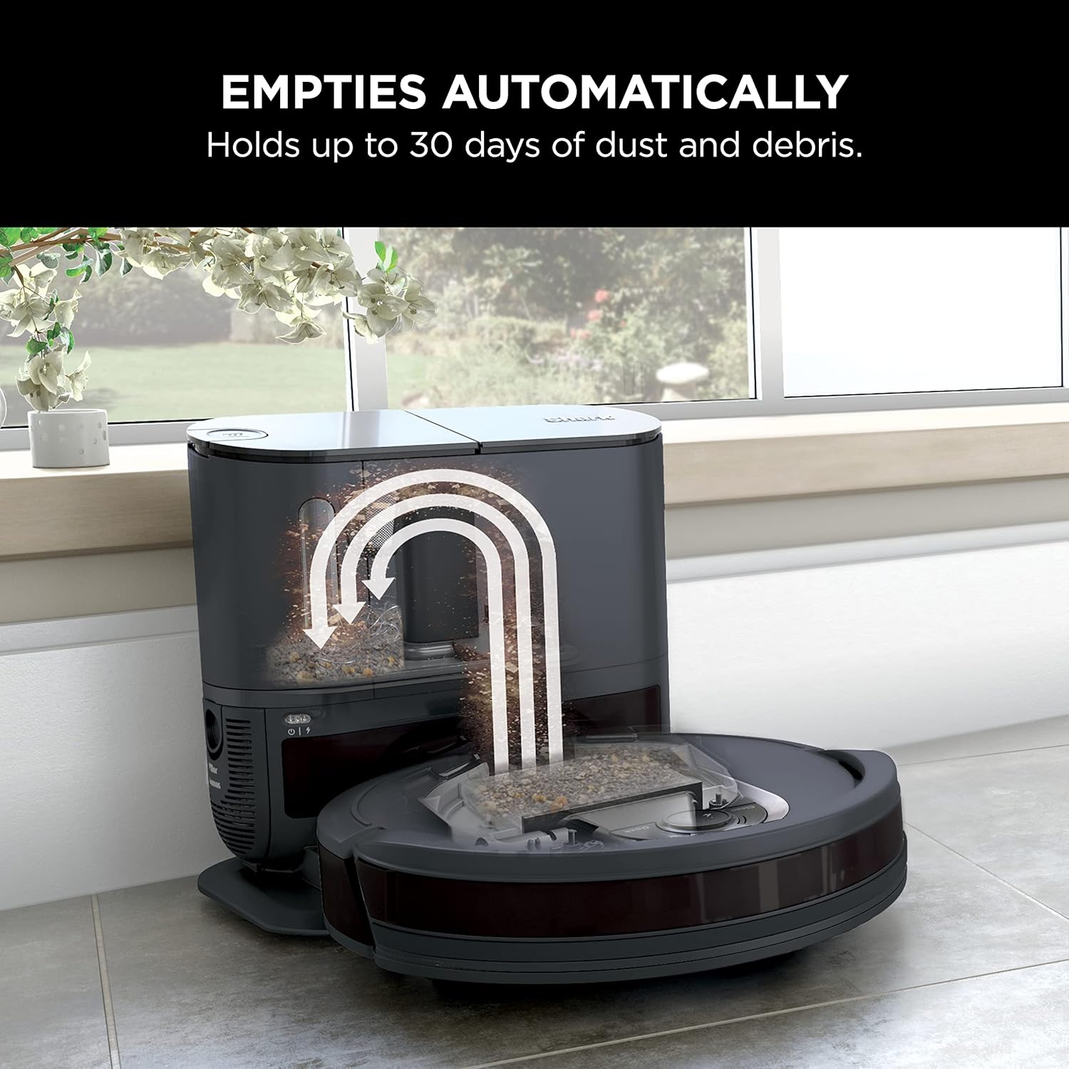 Shark RV1001AE IQ Robot Self-Empty XL, Robot Vacuum with IQ Navigation, Home Mapping, Self-Cleaning Brushroll, Wi-Fi Connected, Works with Alexa, Black