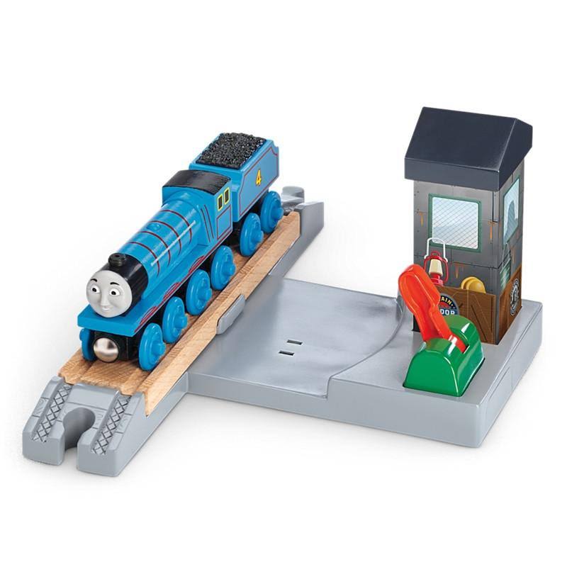 Fisher Thomas Friends Wooden Railway Logan and The Big Blue Engines Set