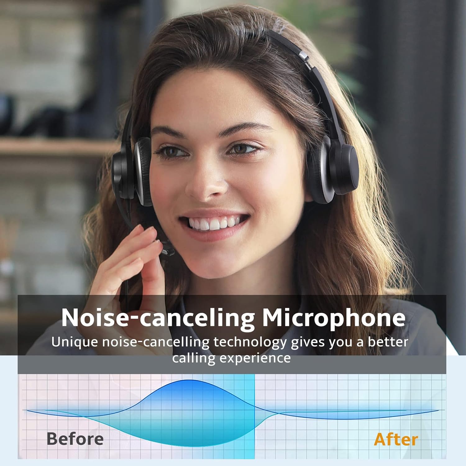 USB Headset with Microphone Noise Cancelling & in-Line Controls, Comfortable Wired Computer Headphones for Phone/PC/Mac/Laptop, Rotatable Microphone, Plug & Play, with 3.5mm Audio Cable - Black