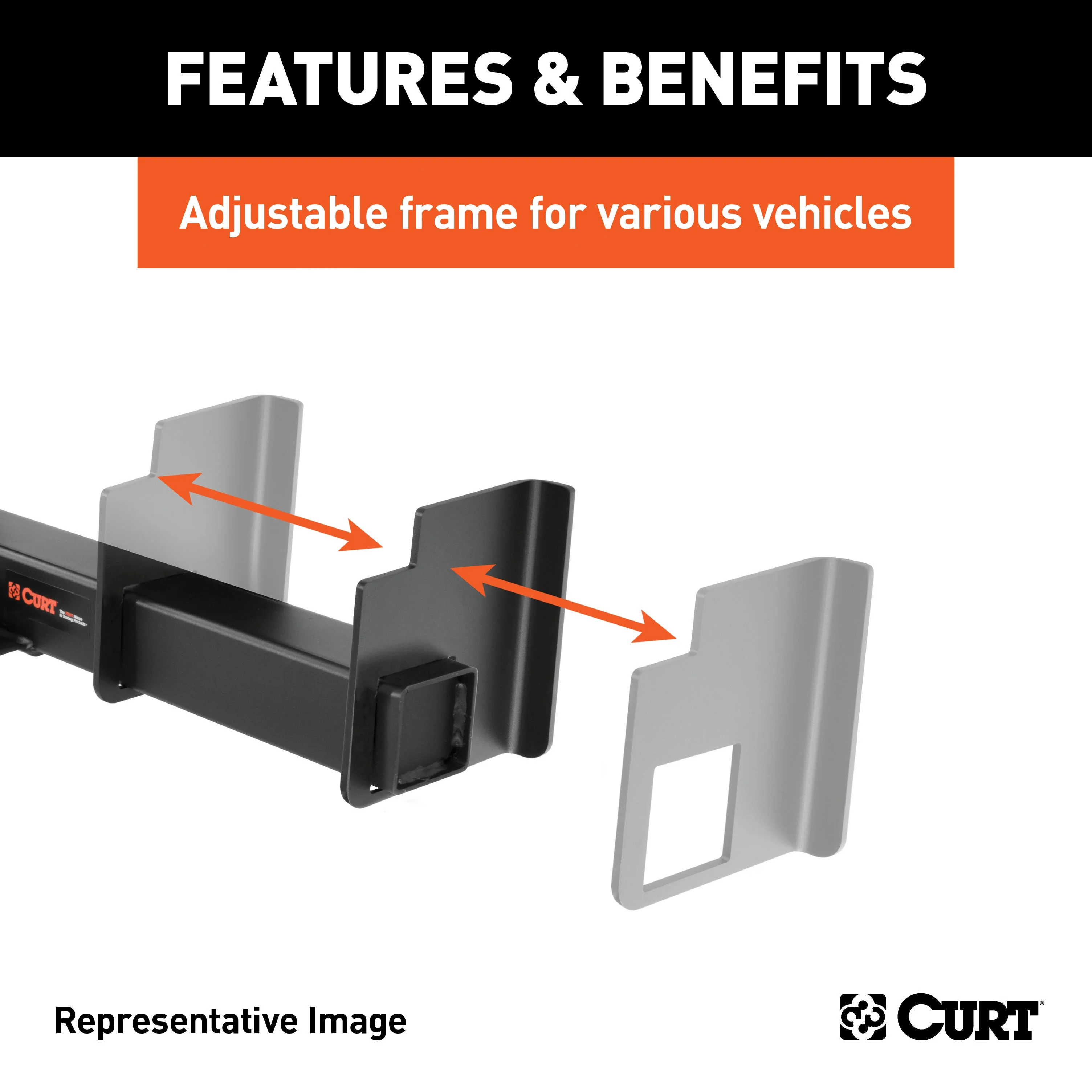 CURT Universal Weld-On Trailer Hitch, 2" Receiver (Up to 44" Frames, 9" Drop)