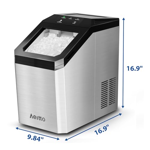 Aeitto Nugget Ice Maker Countertop, 55 lbs/Day, Rapid Ice Release in 5 Mins, Auto Water Refill, Stainless Steel Housing Ice Machine 0506
