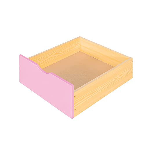 Twin Castle Style Bunk Bed with Slide, Twin-Over-Twin Bunk Bed with 2 Drawers and 3 Shelves, Storage Staircase, Save-Space Solid Wood Bunk Bed Frame for Teens (Pink-Twin-Castle Style)