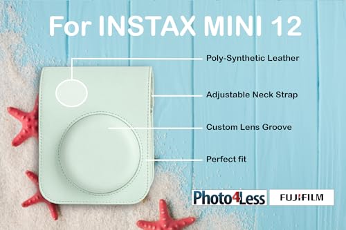 Fujifilm Instax Mini 12 Instant Film Camera Pastel Blue, Fujifilm Instax Mini Twin Pack Instant Film 20 Prints, Protective Case, Gift Bundle