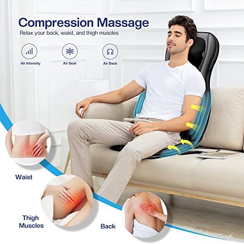 COMFIER Shiatsu Neck Back Massager with Heat, 2D ro 3D Kneading Massage Chair Pad, Adjustable Neck Massage,Seat Massager for Full Body Relaxation, Christmas Gifts for Dad Mom Women Men,Dark Gray