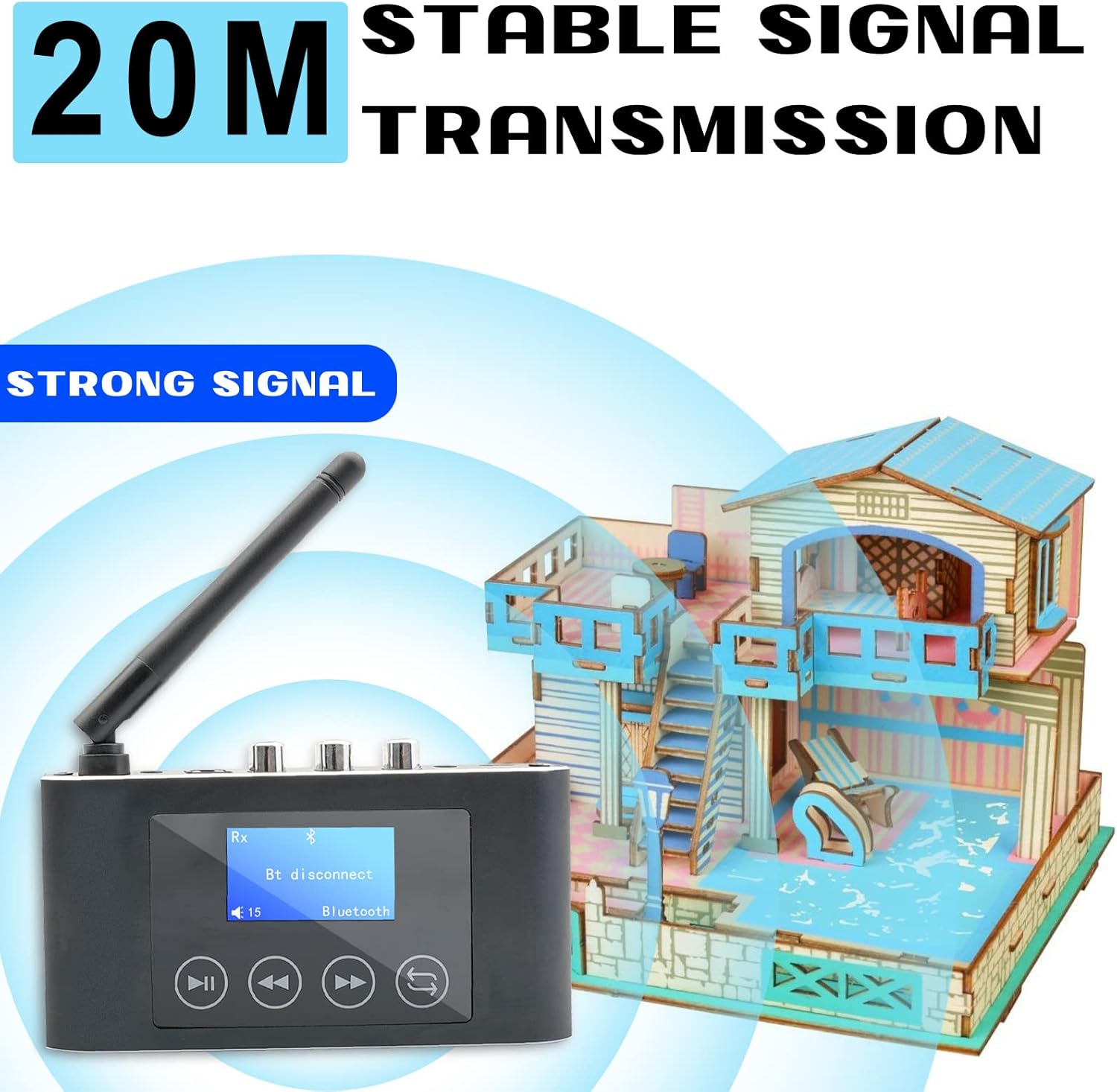 Bluetooth Transmitter Receiver for TV, Multi-Stream Bluetooth 5.1 Adapter for Stereo Receiver, Long Range Bluetooth Audio Transmitter Receiver with Screen, Optical RCA AUX 3.5mm Outputs/Inputs Pack of 2