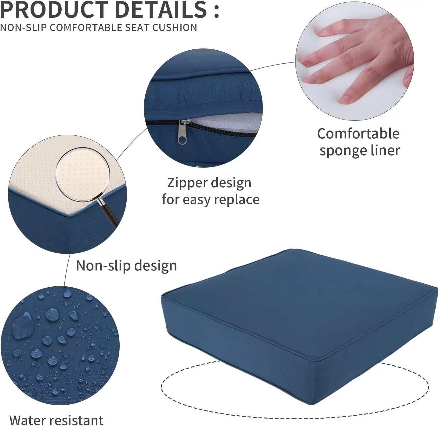 Outdoor Furniture Replacement Cushions, Fits 7-Piece Sectional Rattan Conversation Set, Patio Water-Resistant Replacement Sofa Cushions, Liner&Cover