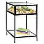 Square Terrarium Display End Table with Reinforced Glass in Black Iron- 18" L x 18" W x 27" H- Great Indoor Decor for Home or Office- DIY Garden for Fern Moss Succulents- Great