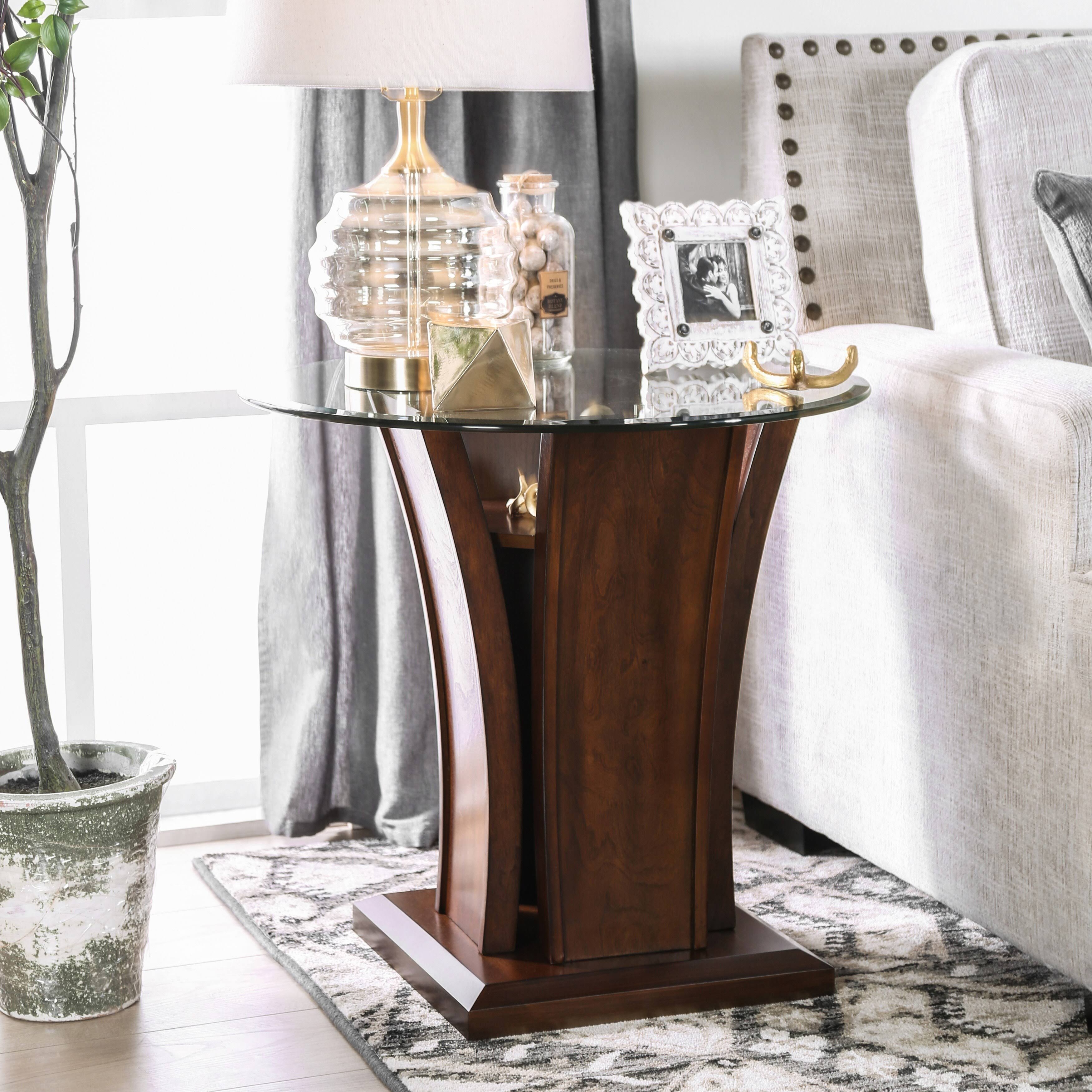 Strick u0026 Bolton Ivie Hill Dark Cherry Beveled Glass Top End Table