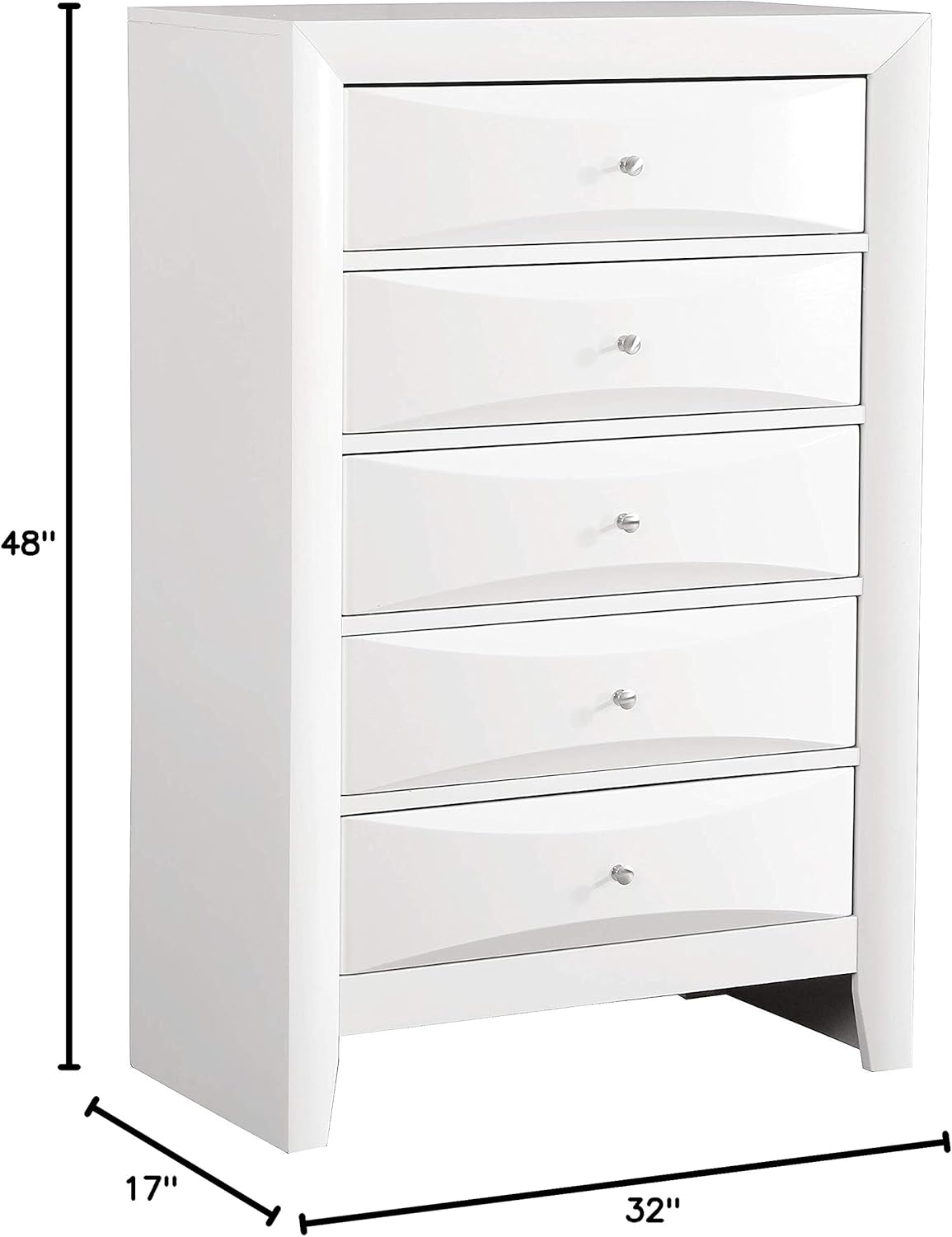 Glory Furniture Marilla 5 Drawer Chest in White
