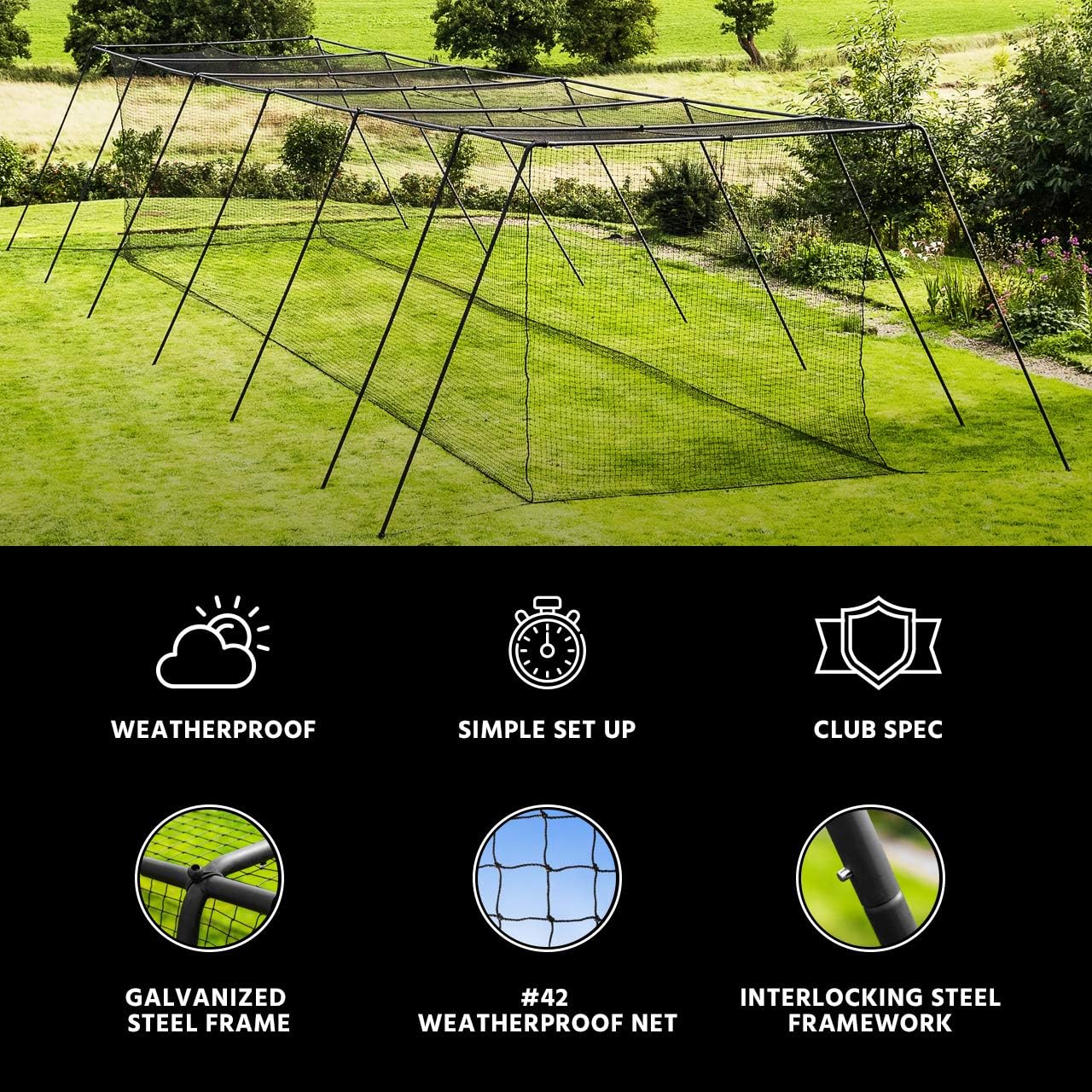 Fortress Trapezoid Baseball Batting Cage [Complete Package] | Baseball Gear - Batting Cage Net | Baseball Training Equipment | Batting Cages with Frame and Net