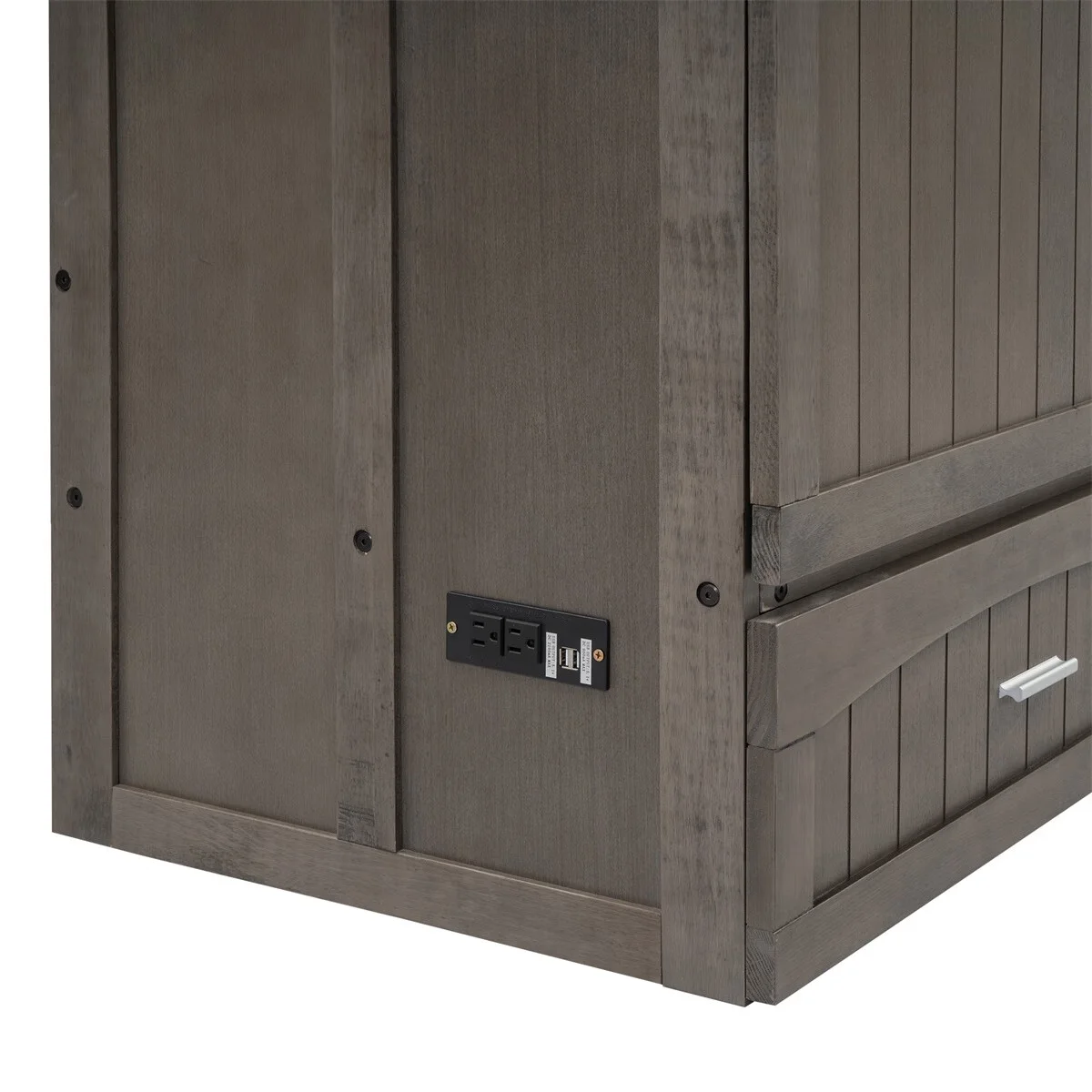 VIRUBI Queen Size Murphy Bed with Built-In Charging Station