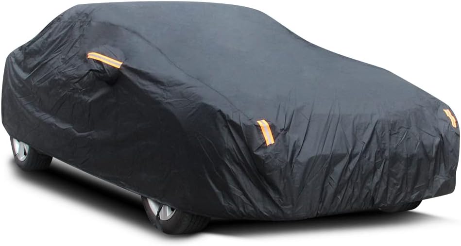 SLanguage Car Cover 420D Nylon Oxford Waterproof Fabric All Weather Outdoor Sun Rain Snow Wind Protection,192 x 72 x 59 inches(4.9X 1.85 x 1.5 Meters) Fit Sedan