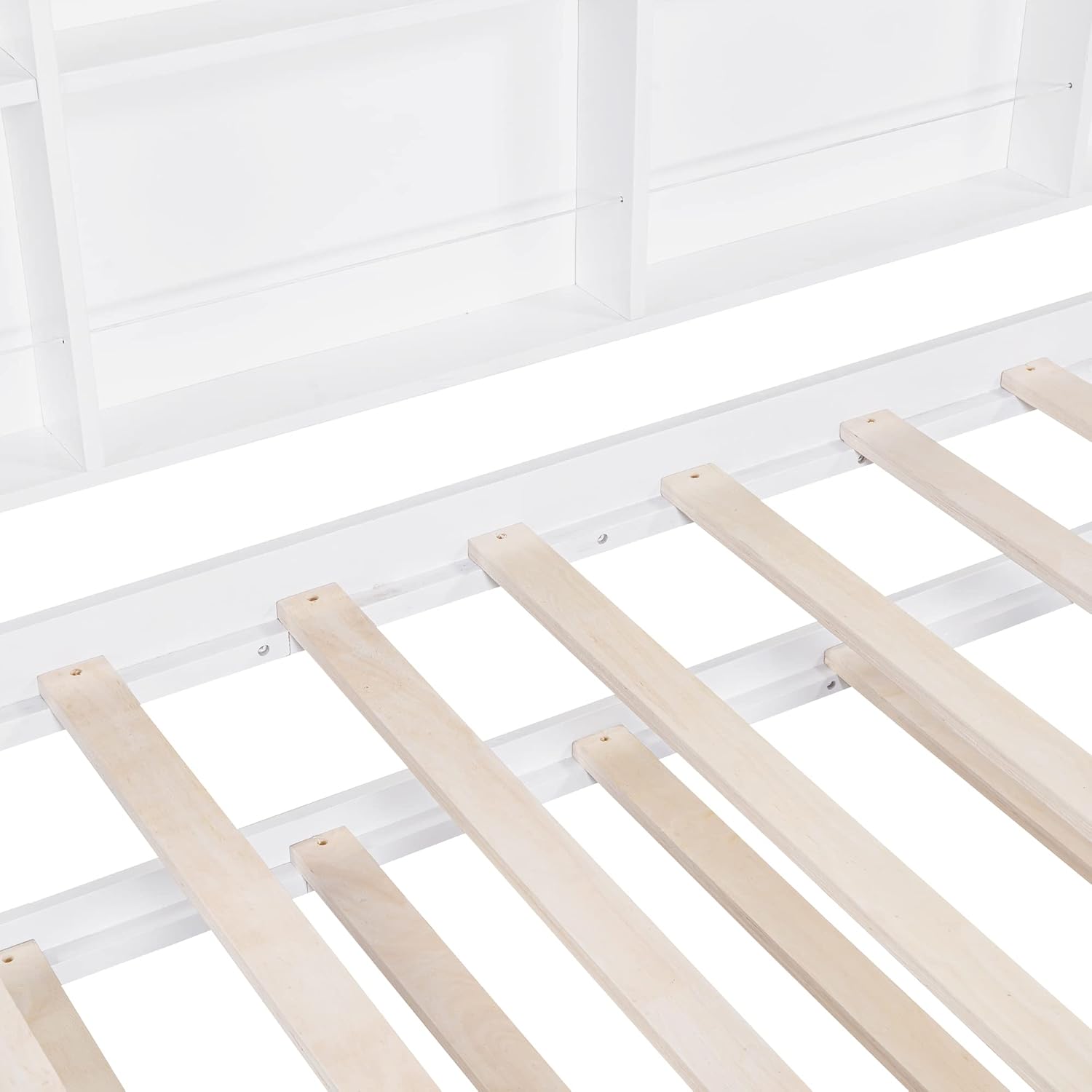Merax Twin Size Platform Bed with Trundle, Wooden Twin Size House Bed Frame with Storage Shelf, No Box Springs Needed, White
