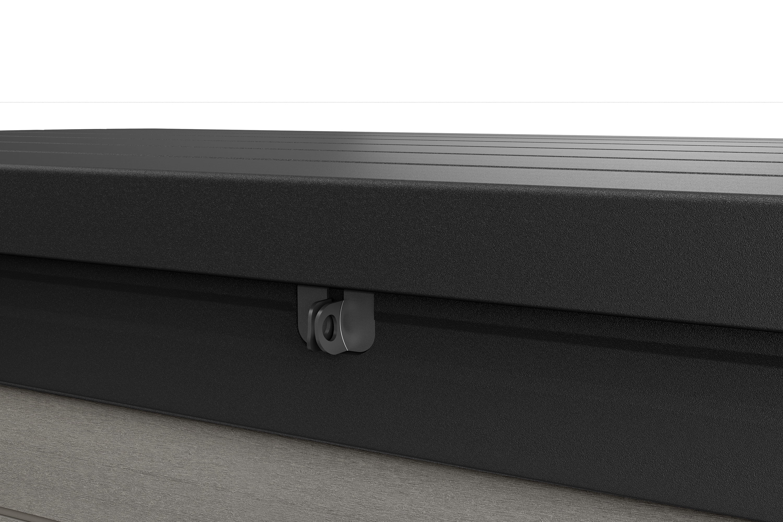 Keter Denali Outdoor 100 Gallon Resin, Plastic and Wood Deck Box, Gray and Black
