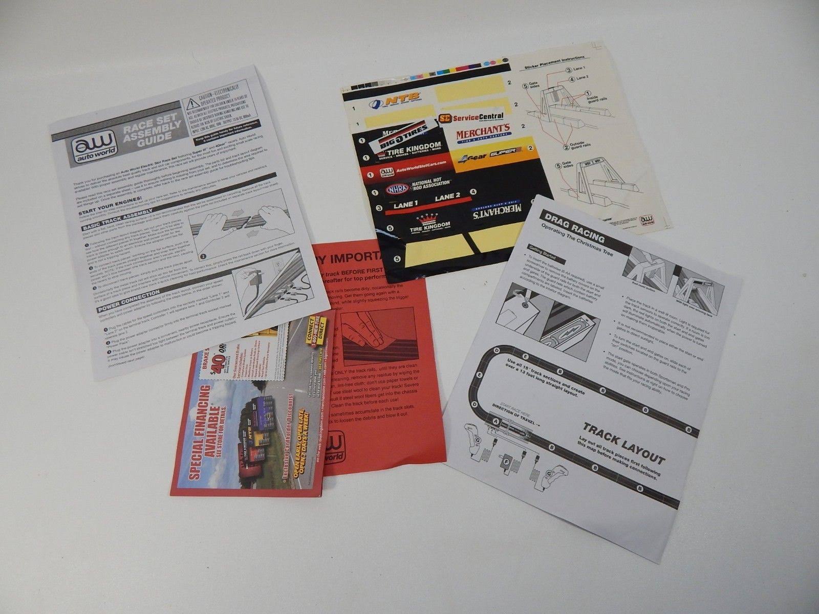 Auto World 2-in-1 Race Track Slot Car Set 4 Cars Double The Track Extras NHRA