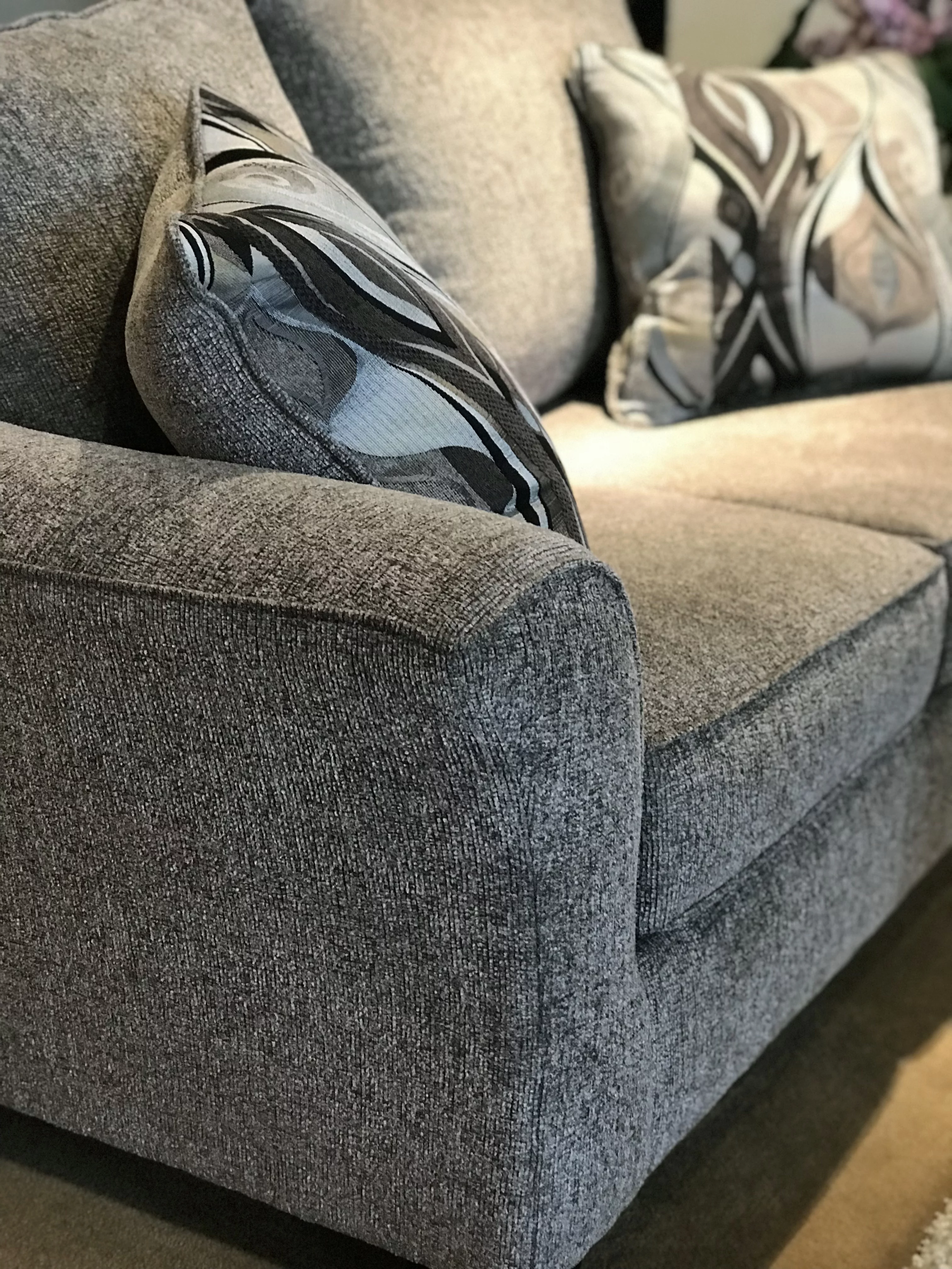 Roundhill Furniture Camero Pillowback Sofa and Loveseat Set, Fabric, Platinum