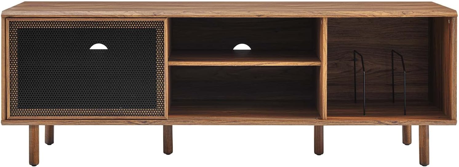 Modway Kurtis MDF Particleboard TV and Record Stand for TVs up to 65" in Walnut
