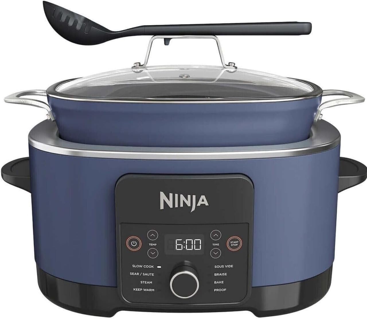 Ninja Foodi PossibleCooker PRO 8.5 Quart Multi-Cooker, with 8-in-1 Slow Cooker, Dutch Oven, Steamer, Glass Lid Integrated Spoon, Nonstick, Oven Safe Pot to 500°F, Navy