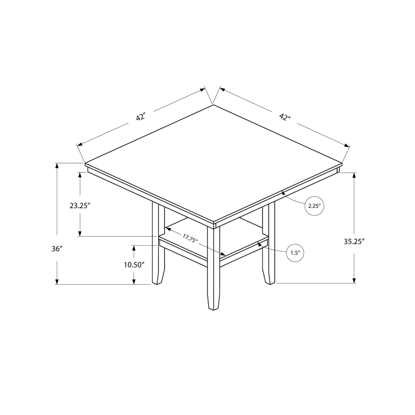 Cappuccino Counter 42nch x 42nch Dining Table - Wood - Brown