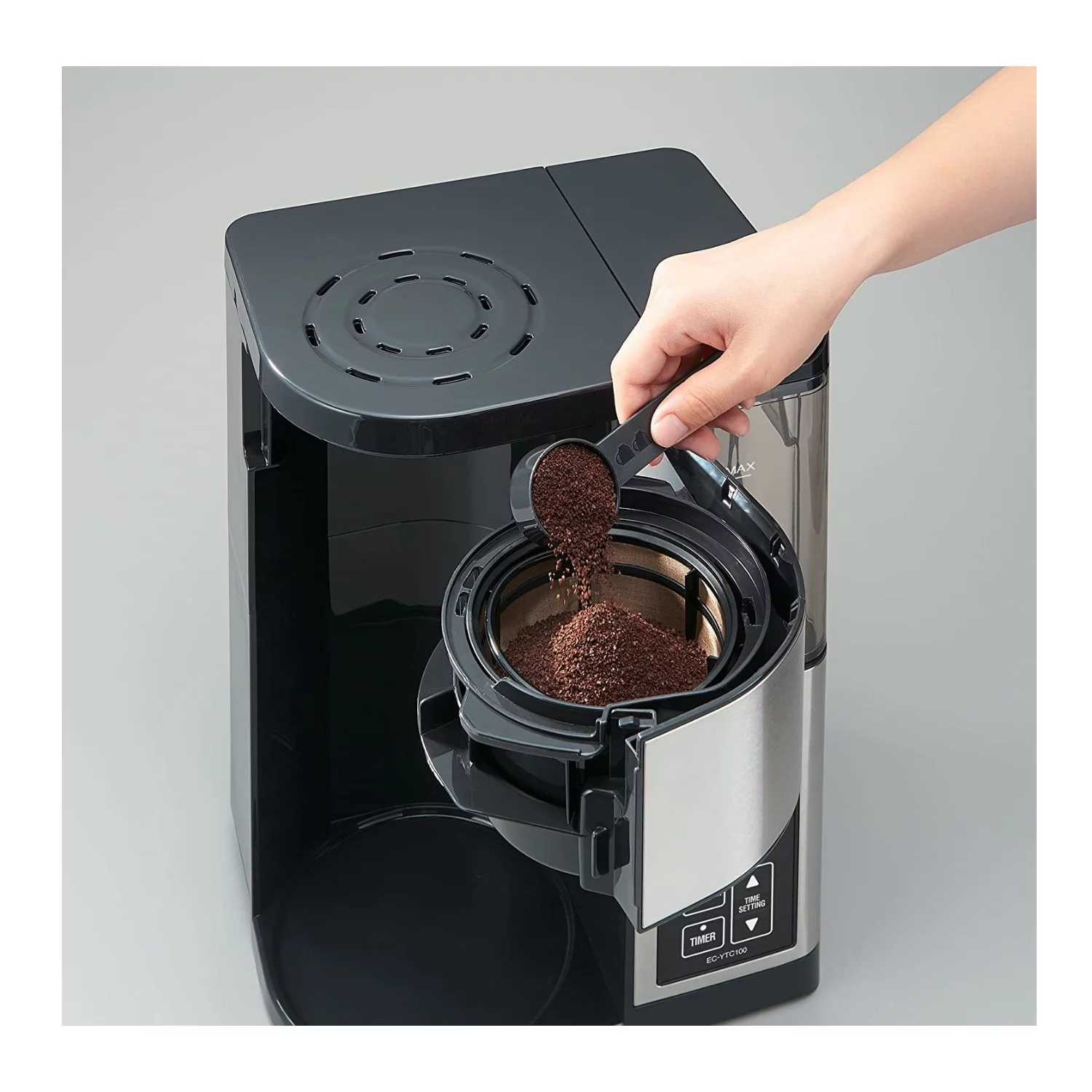 Zojirushi EC-YTC100XB 10-Cup Coffee Maker (Stainless Steel, Black) with 12-Ounce Tumbler