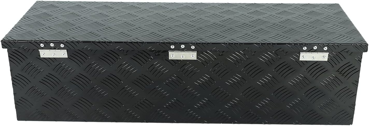 18X17X17.75 Black Aluminum 5 Bar Tread Tool Box Truck Car Outdoor Trailer Pickup Underbody Toolbox,RV Storage Organizer，Underbed Tools Organizer W/Lock Latch w/Keys