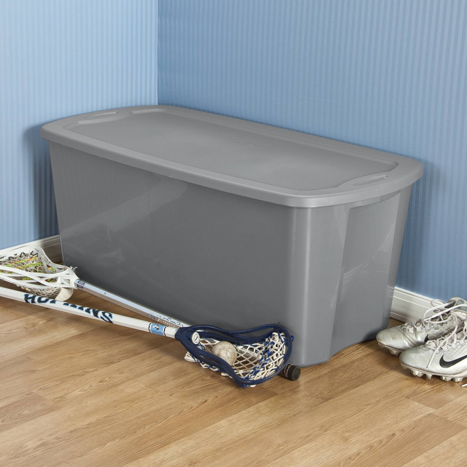 Sterilite 50 Gal Tote Box, Titanium Case of 4