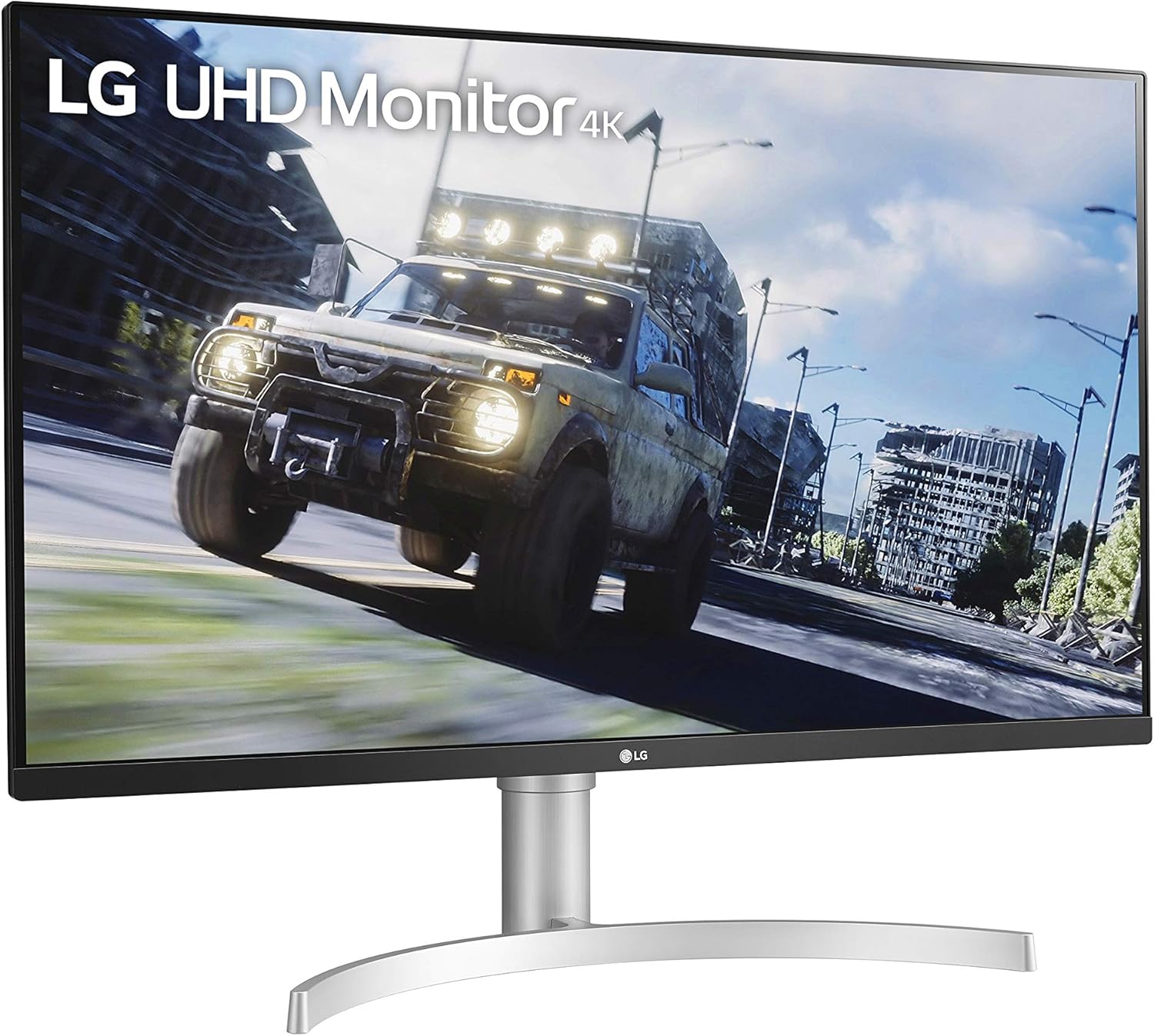 LG 32UN550-W Monitor 32" UHD (3840 x 2160) Display, DCI-P3 90% Color Gamut, HDR 10, AMD FreeSync, Borderless Design, Tilt/Height Adjustable Stand - Silver