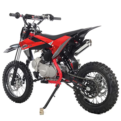 X-PRO 110cc Dirt Bike with Semi-Automatic Transmission, Kick Start, Big 14"/12" Tires! (Orange)