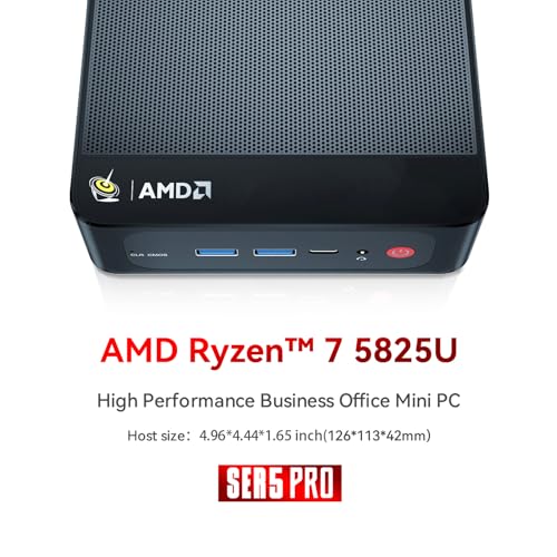 Beelink Mini PC EQR5 5825U AMD Ryzen 7 Processor(8C/16T, up to 4.5GHz), Micro Computer 16GB DDR4 500GB SSD Built-in PSU, Mini Computers Dual HDMI/4K 60Hz/WiFi6/BT5.2 Home/Office/HTPC