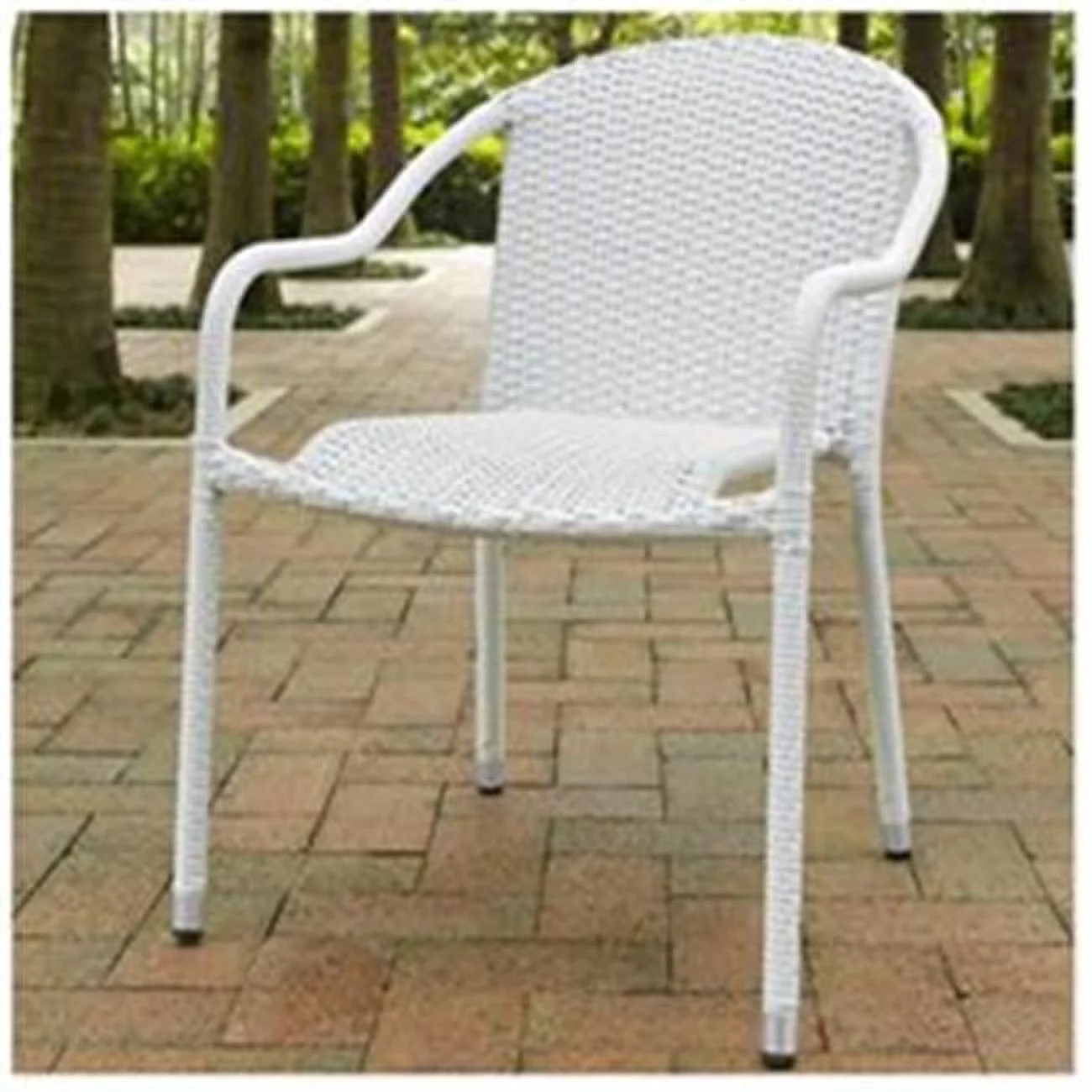 Palm Harbor Outdoor Wicker Stackable Chairs, White - Set of 4 - Curated Treasures Market